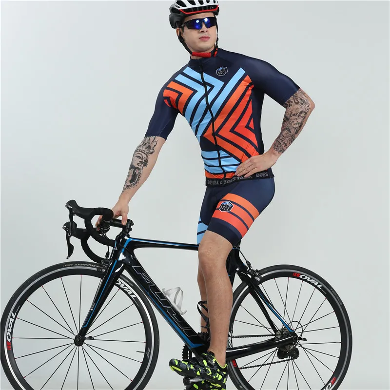 

2019 BOESTALK men cycling jersey set summer short sleeve stripes cycling clothes ropa ciclismo hombre bike sports cycling kit