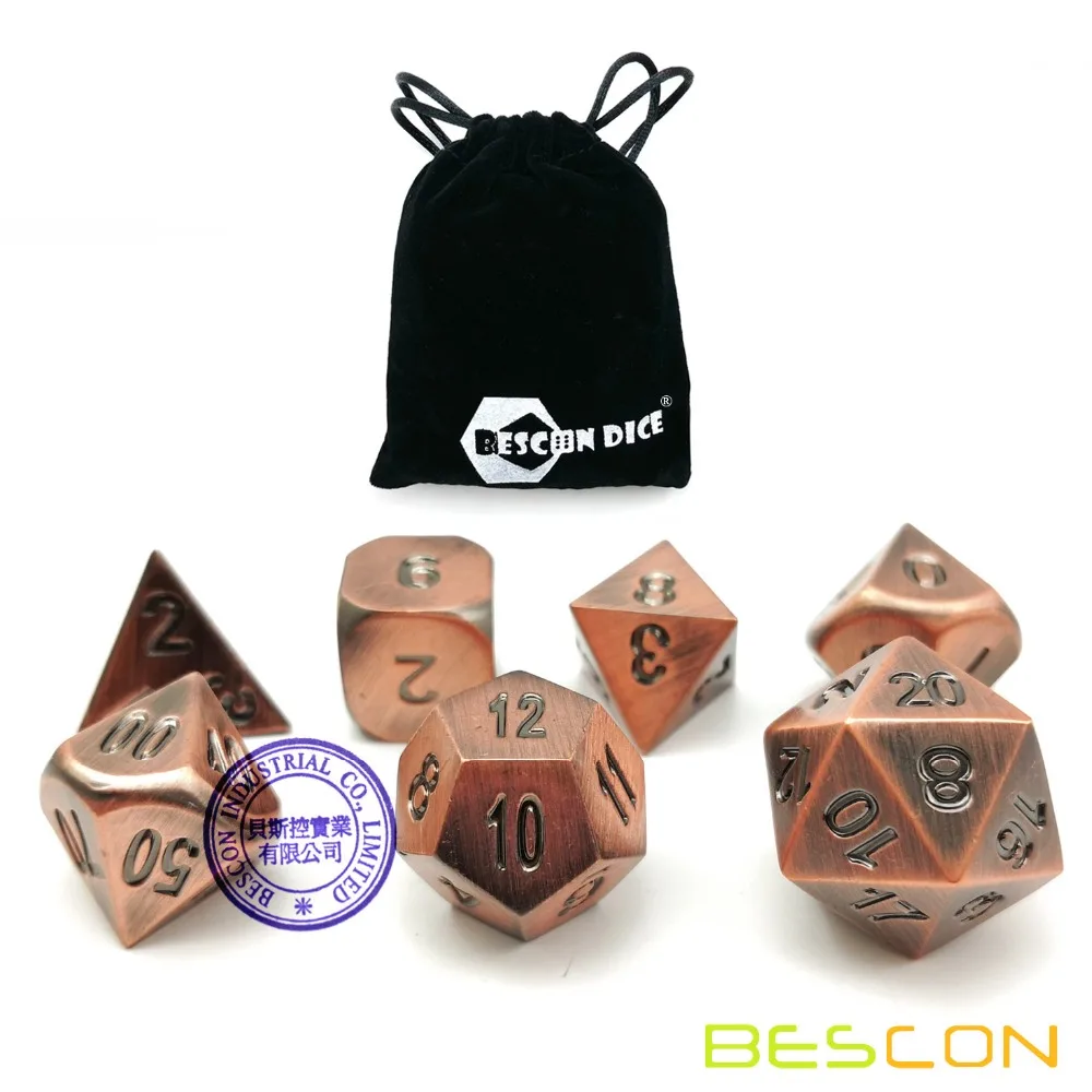 Bescon Heavy Duty Old Bronze Solid Metal Dice Set, Ancient Metallic Polyhedral D&D RPG Game Dice 7pcs Set 4