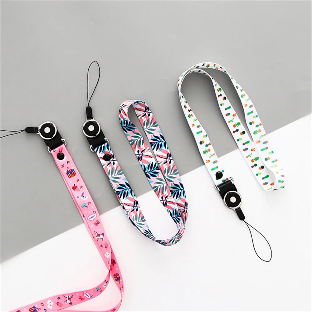 Neck Strap Lanyard Retractable Nurse Card Holder Office Badge Reel Phone Hang Rope Key Ring ID Card Badge Holder Cactus Flamingo