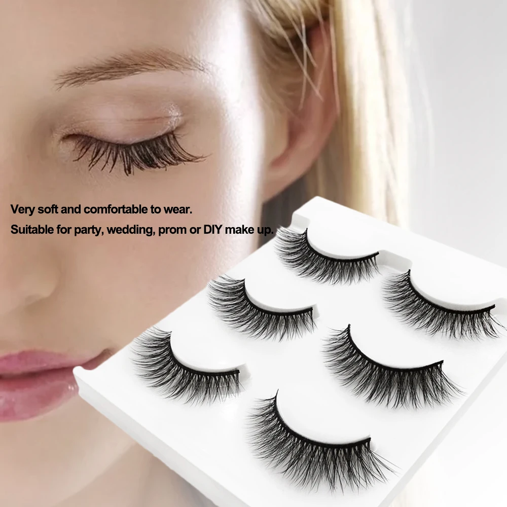 

SHIDISHANGPIN 3 Pairs Pure Handmade 3D Mink Lashes False Eyelashes Natural False Lashes Cruelty-free Reusable Makeup Eyelashes