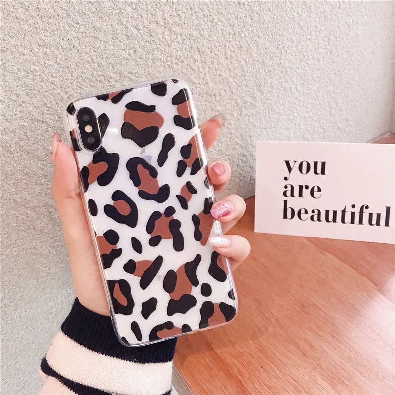 

For iphone 7 6 X Case Fashion Sexy Leopard Print Panther Cover Funda Coque For iPhone 8 Plus X XS Max Protective Back Cover Capa