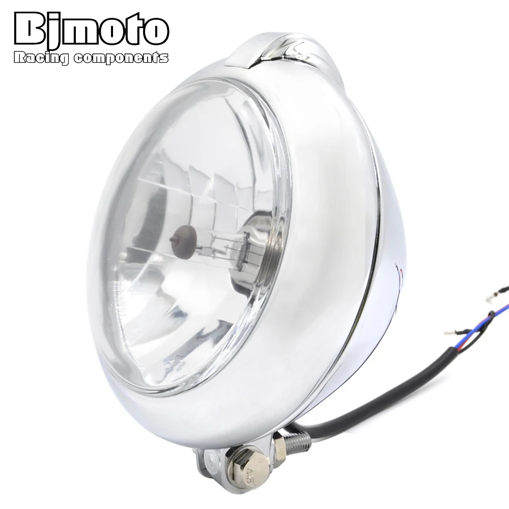 cheap Cafe Racer Bike Chopper Bobber Custom Front Round Headlight For Kawasaki Harley Honda Yamaha Suzuki motorcross headlamp