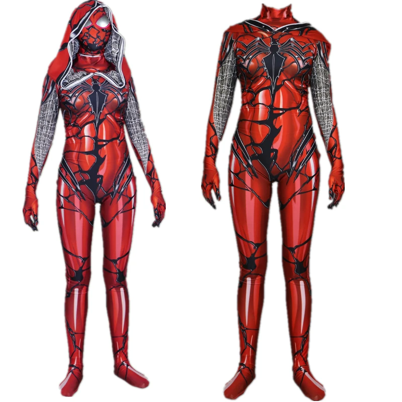 Супергерой Человек-паук красный Карнаж Веном Скарлет крови Jumsuit Косплей Костюм Гвен Стэйси боди костюм комбинезоны для женщин