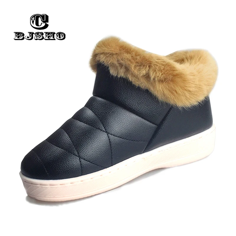 

CBJSHO 9Color Fashion Home Slippers Shoes Plush Winter Slippers Women Flat with Indoor Fur Slippers Female Waterproof PU Leather