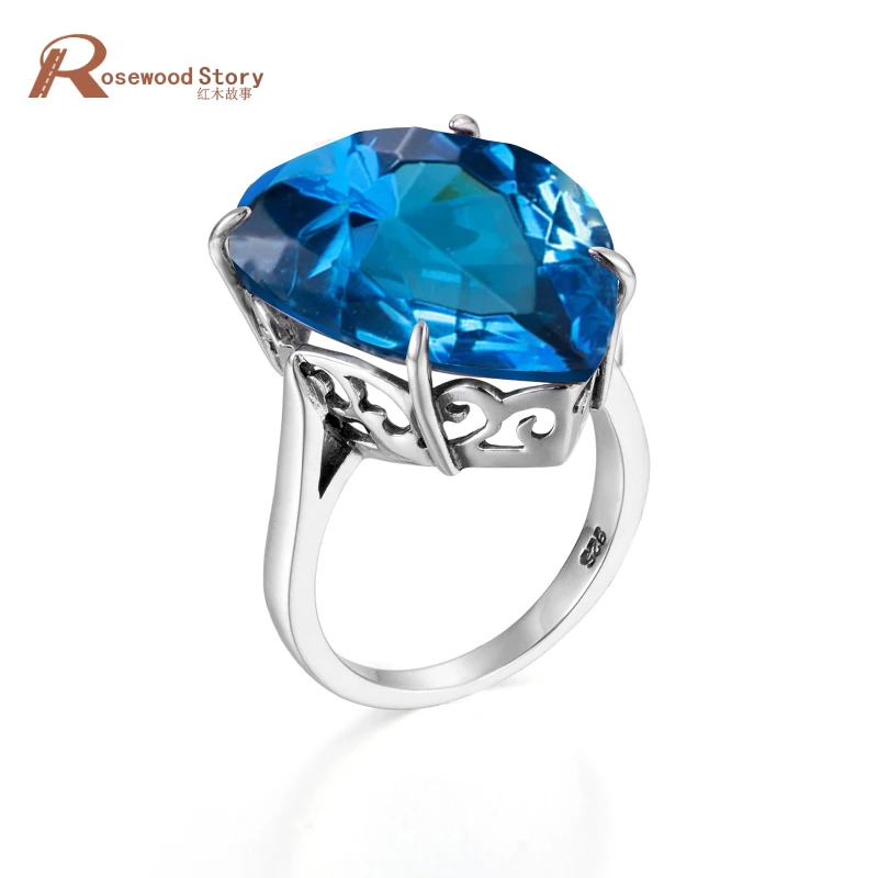 Vintage lab created Topaz ring set in 925 sterling silver.