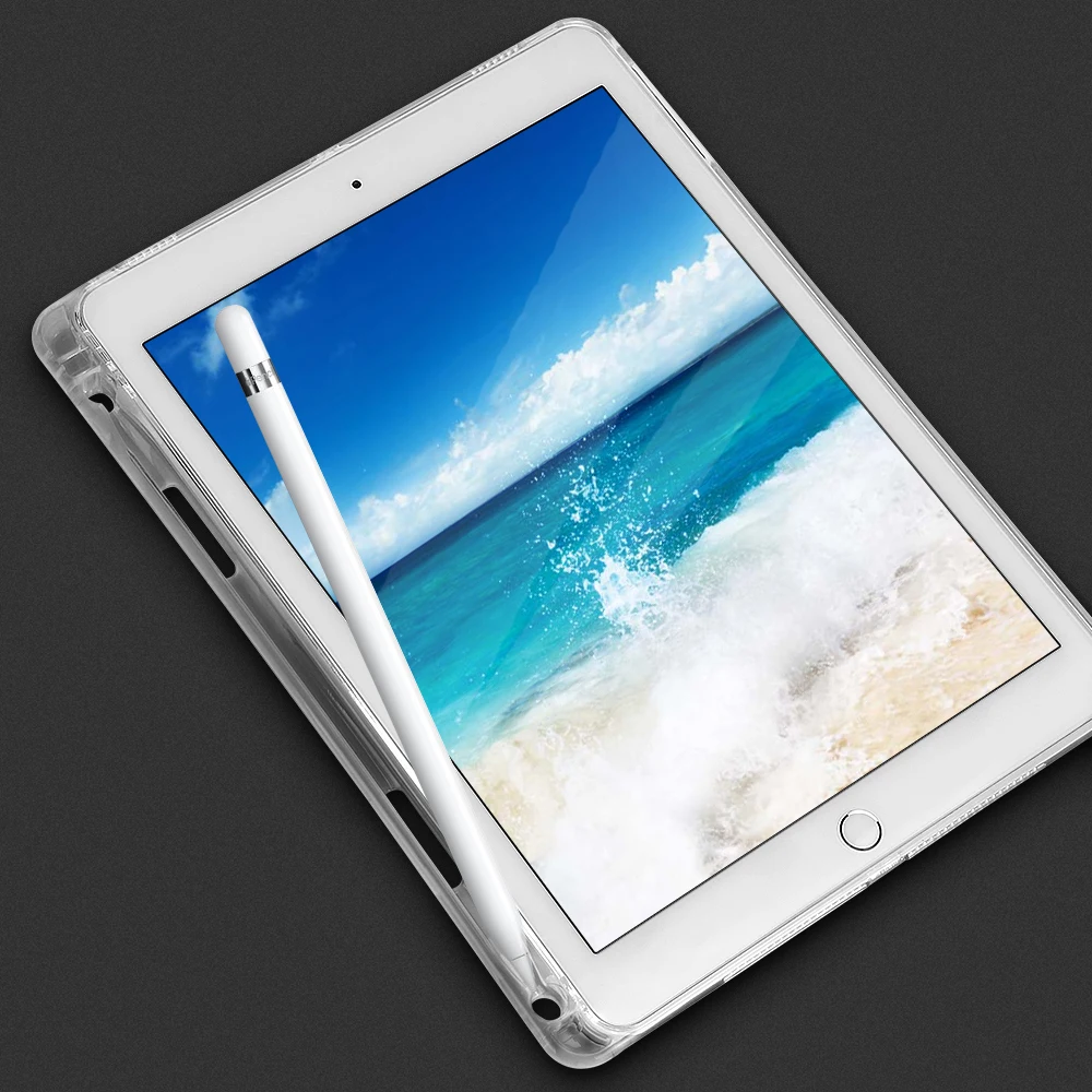 

Case for new ipad 9.7 2017 2018 Universal silicon soft TPU back shell for ipad Air 1 2 case with pencil holder shockproof case