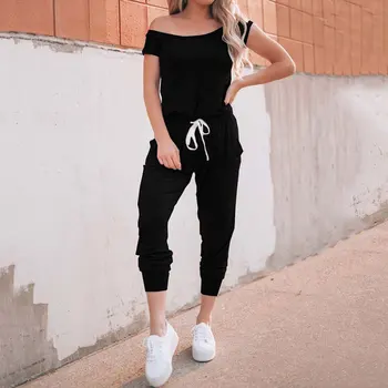 

Summer Women Jumpsuit 2019 Sexy Off Shoulder Jumpsuits Women Romper Ladies Casual Jumpsuits Female Overall Short Sleeve