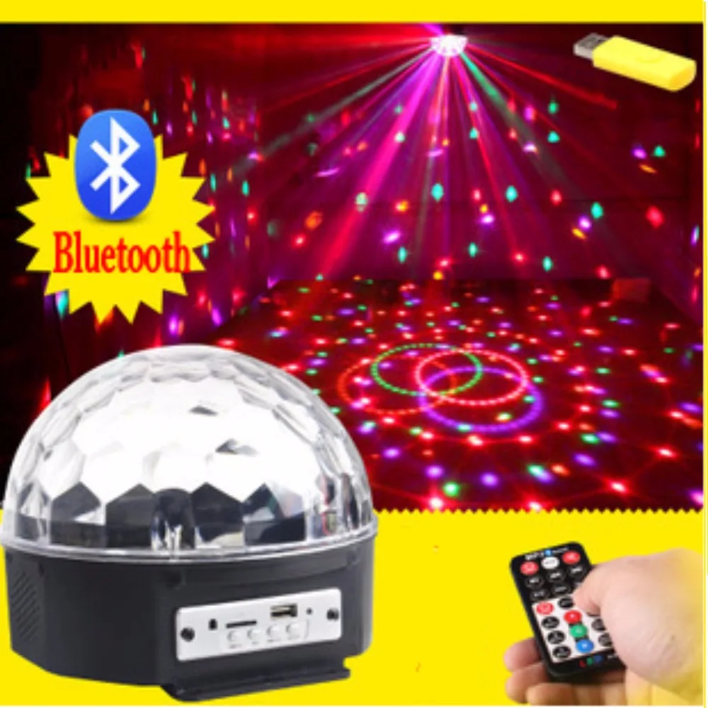 

Bluetooth MP3 6LED Crystal Magic Ball Led Stage Lamp KTV Disco Laser Light Party Lights Sound Control Laser Projector Music KTV