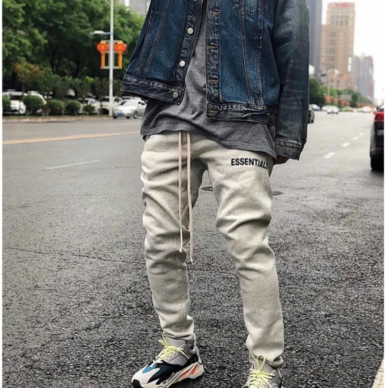 

Hip Hop Fleece Sweatpants Lettering Print Jogger Pants Overlong Cotton Drawstring Justin Bieber Track Pants