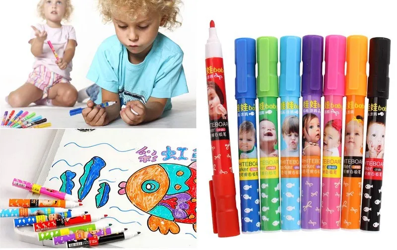 KNOW 8 Color Set Erasable Whiteboard Marker Pen For Kid Child Paint