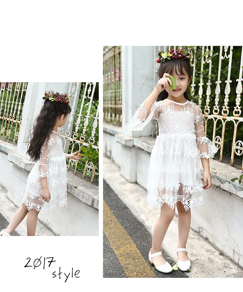 lace crochet flowers baby big girls summer dress Children clothing for 2 4 6 8 10 12 11 13 years flare sleeve kids beautiful girls dresses 3 4 5 6 7 8 9 10 11 12 13 14 years big girls mid long wgite pink purple summer dress for kids girls  ( (11)
