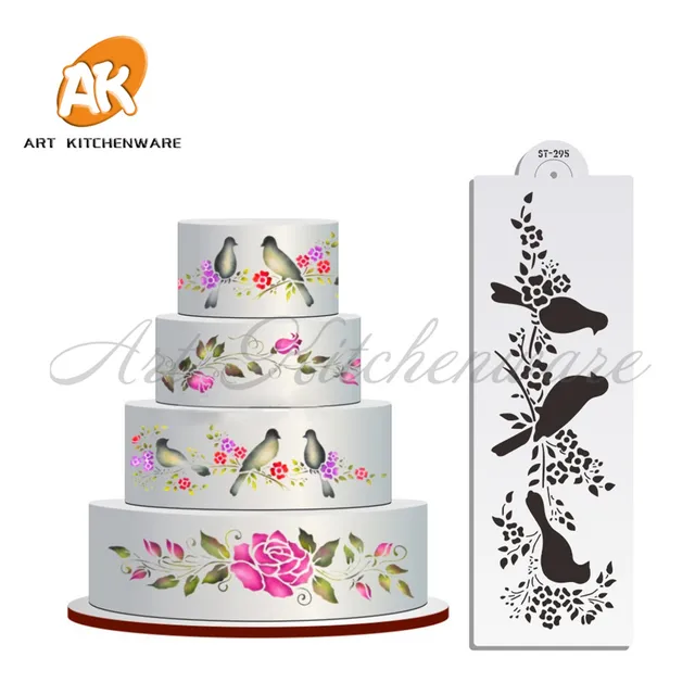 Whole Wedding Cake Stencil Lovely Birds Kitchen Accessories Whole Wedding Cake Stencil Lovely Birds Kitchen Accessories Fondant Decorating Tools Molds Bakeware Template