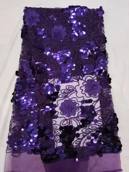 

Latest African Tull Lace Fabrics High Quality 2019 Nigerian Net Lace Fabric with Sequins Sequence Lace for Women Dress