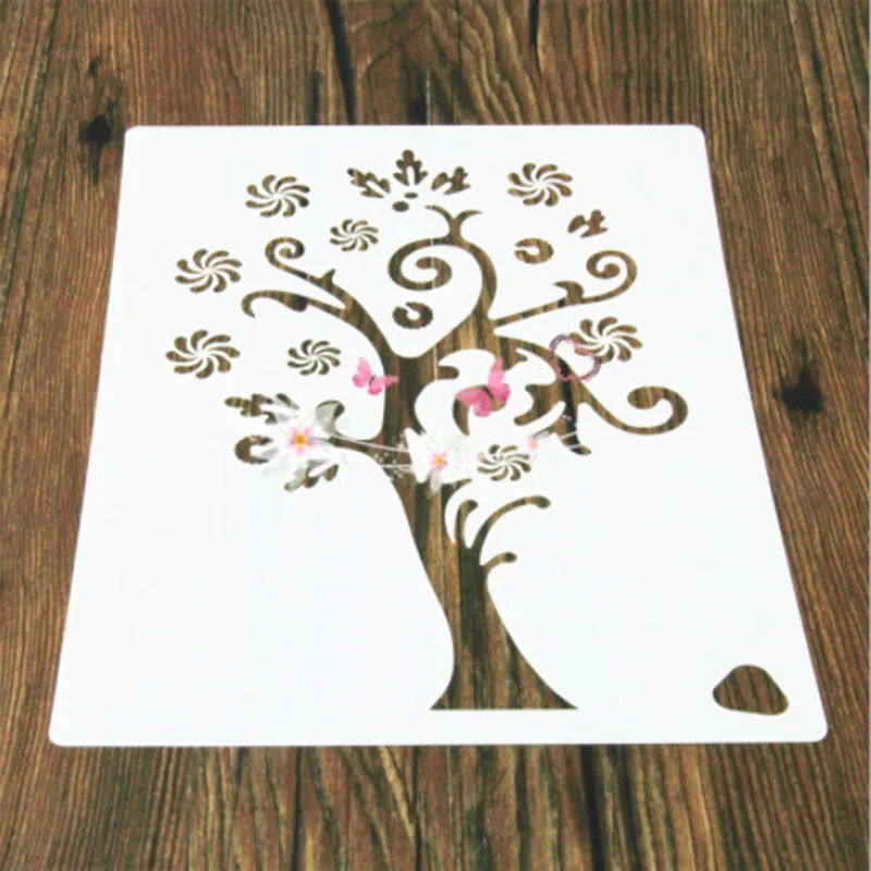 

1PC Christmas snowflake tree flower Reusable Stencil Airbrush Painting Art DIY Home Decor Scrap booking Album Crafts