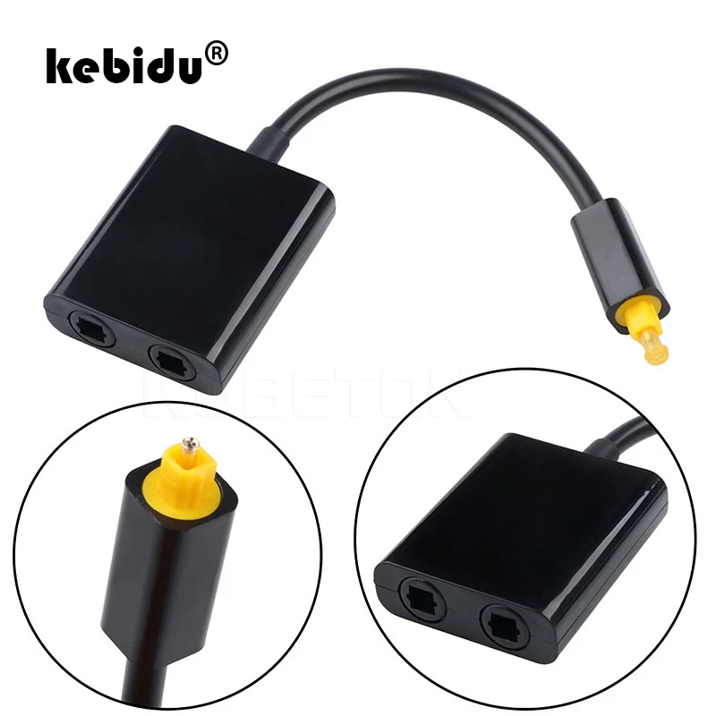 

kebidu New Digital SPDIF Optical Audio Splitter Adapter 2 Way Toslink Splitter SPDIF Optical Cable Splitter Hub 1 input 2 Output