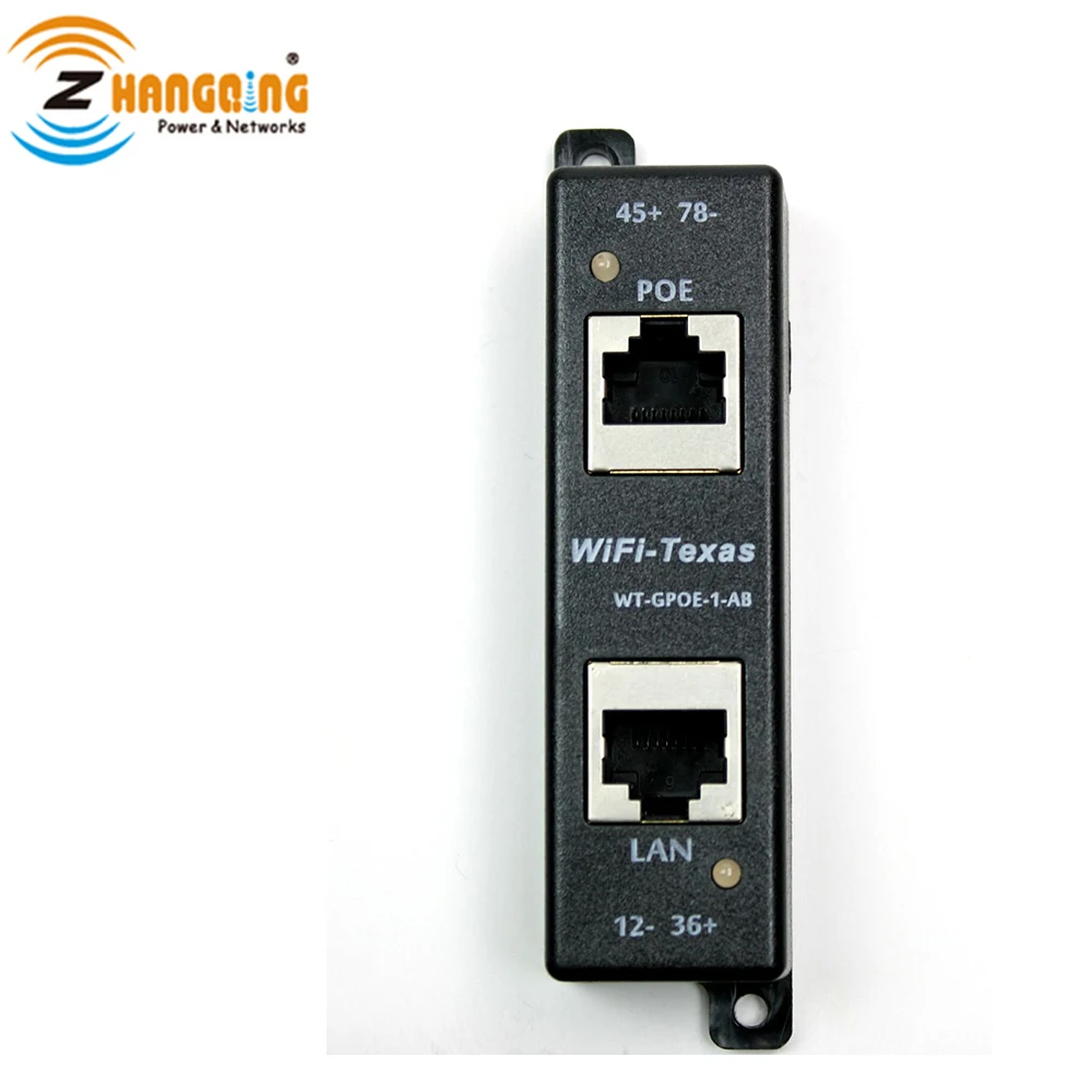 

Passive Single Port Gigabit PoE injector Led indication data and power Mode A & B Shared all 4 Paired