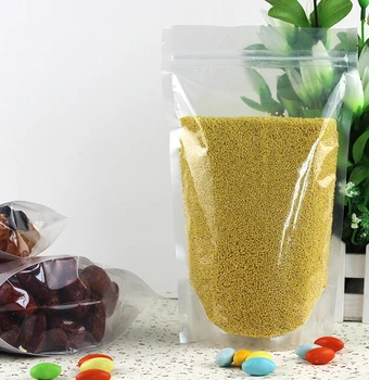 

50pcs Stand Up Food Pouch Packaging Bag Clear Plastic Zip Lock Package Ziplock Reclosable Self Heat Seal Bag With Zipper