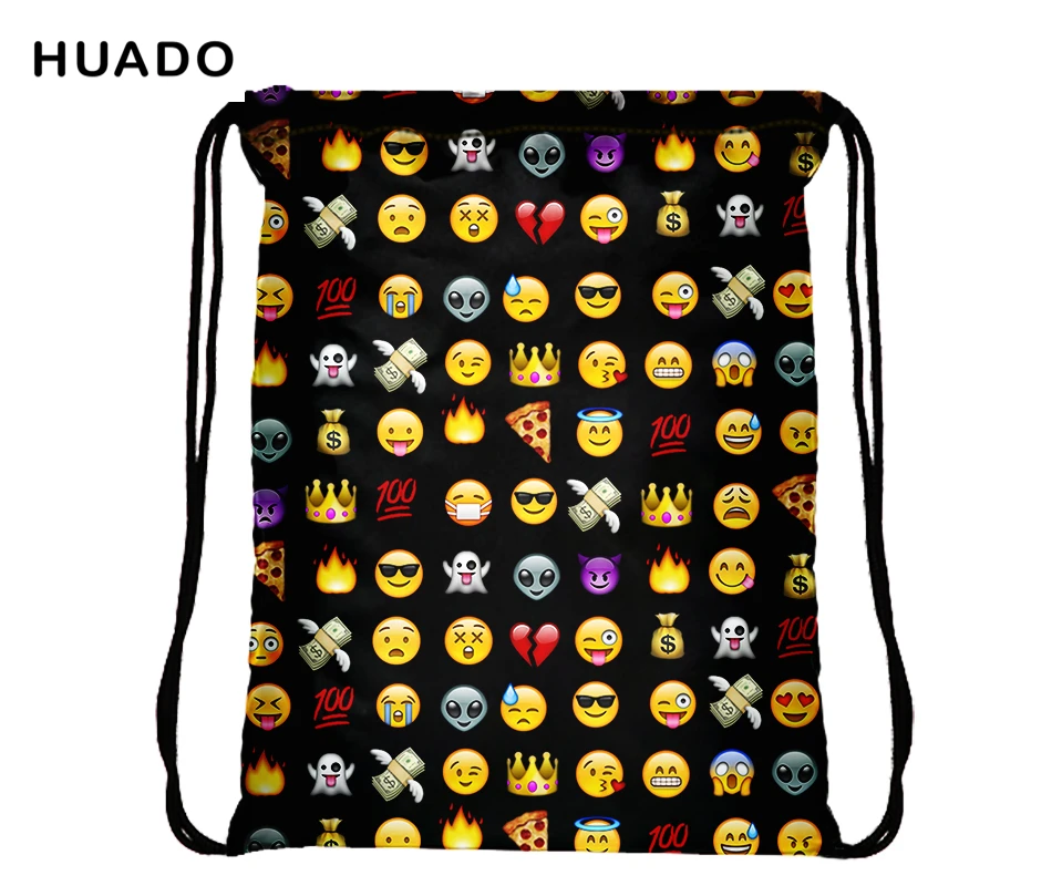 

2017 Drawstring backpack emoji Backpacks 3D Printing Bags Women Shoulder Bag Rucksack bolsa feminina