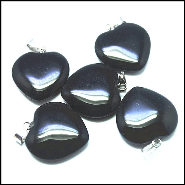 

10pcs nature black onyx stone pendants heart shape size 20mm black colors gem stone beads accessories top fashion jewelry