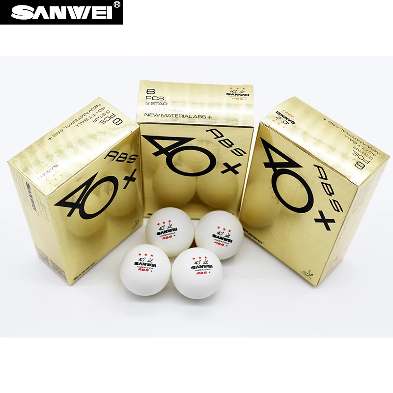 60 Balls SANWEI Gold 3 Star / ABS PRO Plastic 40+ Table Tennis Ball