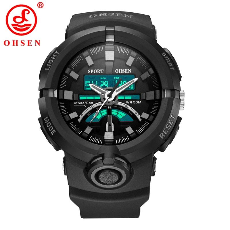 Ohsen Fashion Men's Sports Waterproof Silicone Watch Digital Electronic Alarm Back Light