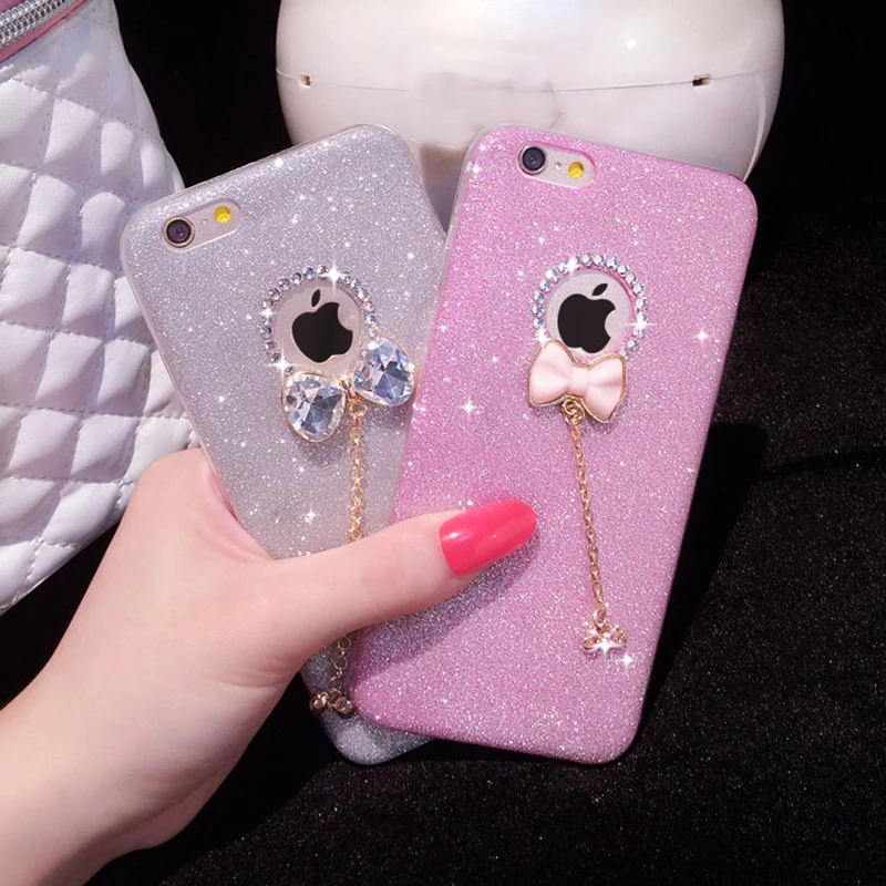 

Shiny bowknot for iphone 5 5s 6 6plus Rhinestone Crystal PC Bling Case Cover Diamond Cover Phone case
