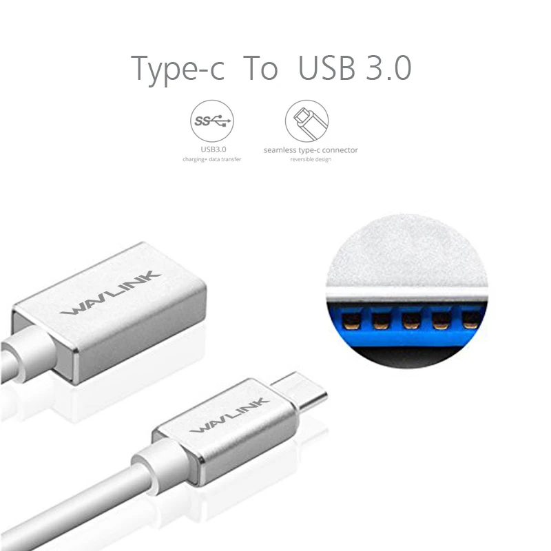 Кабель Wavlink USB C к OTG 5 Гбит/с 3 0 Type адаптер Женский кабель для передачи данных Macbook