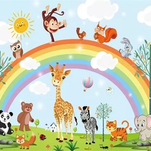 Настенные обои от beibehang рисованная мультфильм животных Радуга Детская комната фон настенная мебель украшения 3d обои