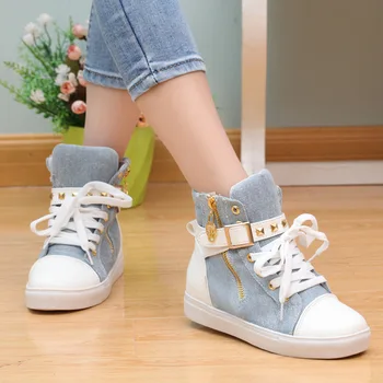 

Nice Tideway Women Casual Shoes Muffin Shoes With Side Zipper High Top Shoes Comfortable Female Footwear WholeTide DT535