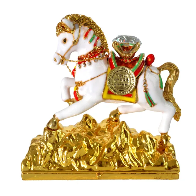 Feng Shui White Wind Horse Carrying Jewel Of Victory W8992 In Feng Shui White Wind Horse Carrying Jewel Of Victory W8992