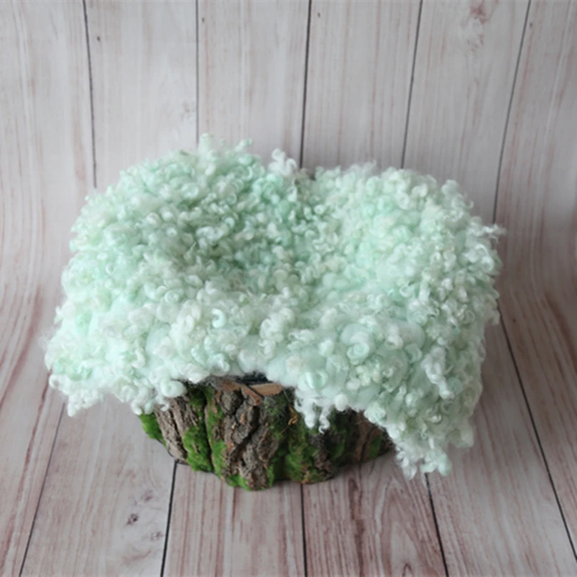 Fluffy Felted Curly Blanket Layer Backdrop Newborn Wool Blanket Basket