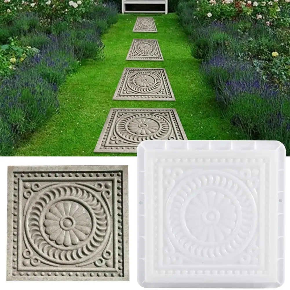 Square DIY Paving Mould Plastic Simulation Concrete Brick Landscape Pedal Stone Garden Making Tools Path Mold