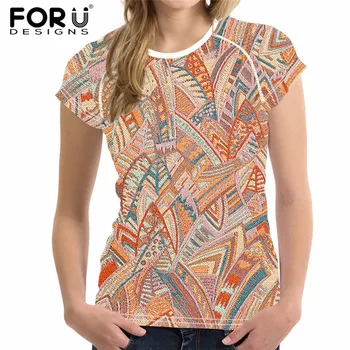 

FORUDESIGNS Casual Women Tshirt Brand Clothing Round-Neck Tee Shirt Female Summer Breathable Short Sleeve Tops T-shirt Feminino