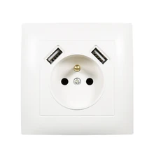 USB настенная французская розетка с двойным USB Порты и разъёмы 5V 2A Usb enchufes para сравнению приз electrique приз usb murale LC-19