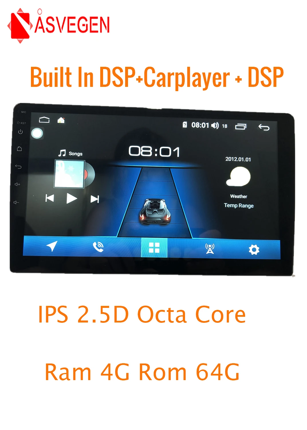 Clearance IPS 2.5D Ram 4+64G Android 8.1 10" Car Touchscreen Multimedia Universal Player For Nissan Toyota Kia RAV4 Honda Hyundai 0