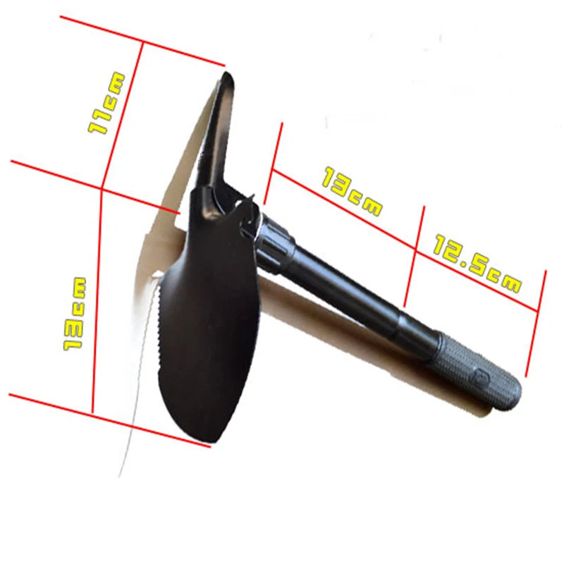 Hot sale Multi-function Portable Folding Camping Shovel Survival Spade Trowel Dibble Pick Emergency Garden Outdoor Tool(black