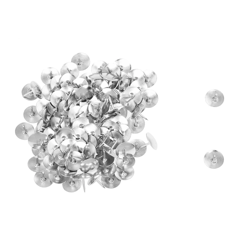 

100Pcs Silver Tone Corkboard Photo Push Pins Thumb Tacks