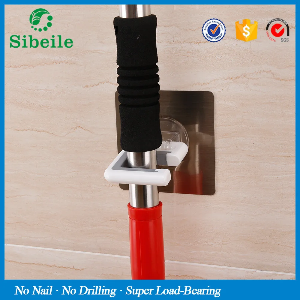 

SBLE Wall mounted broom holder kitchen bathroom wall mop holder magic sticker max loading 5kg broom mop rack Hanger Holder