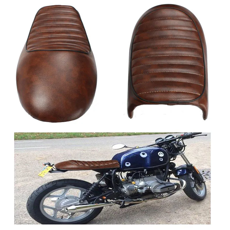 

Mayitr Vintage Brown Hump Motorcycle Cafe Racer Seat Saddle Universal for Honda CB350 CB450 CB750 with Metal Brackets