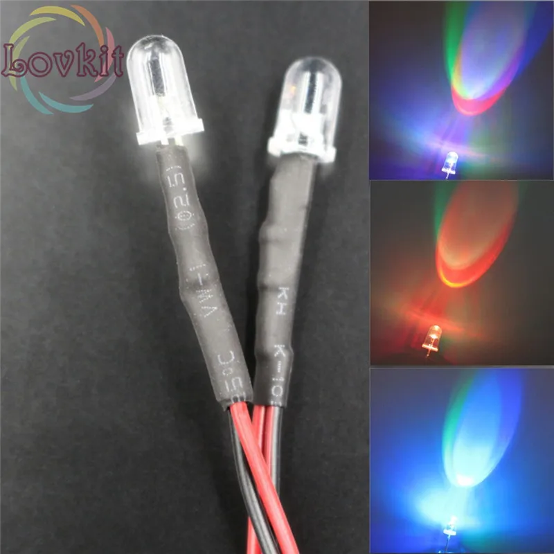 

20 X 5MM 12V DC 20cm Pre-Wired Resistor Fast change RGB Flash Red Green Blue Rainbow MultiColor Round Strobe Emitting Diode DIY