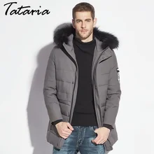 Зимняя мужская куртка с меховым капюшоном, парка, пуховое хлопковое пальто, зимняя меховая парка для мужчин размера плюс, мужская теплая одежда большого размера, TATARIA