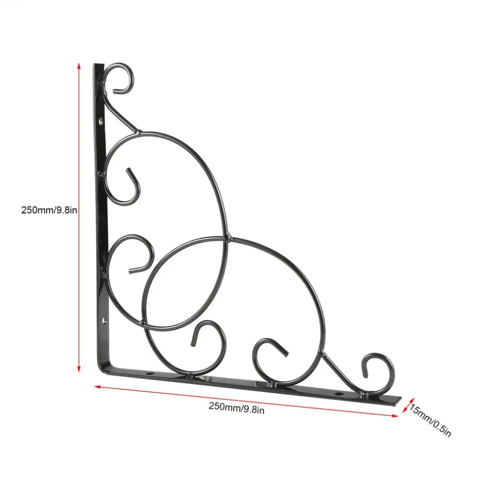 Vintage Style Iron Wall Mounted Floral Shelf Bracket with Screws for Bookrack Clapboard Set up Box Triangle Shape Sturdy