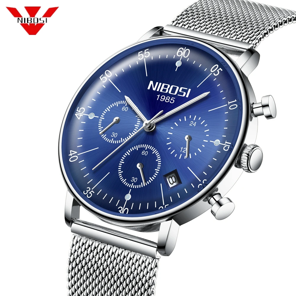 

Reloj Hombre 2019 NIBOSI Top Brand Luxury Men Watches Waterproof Ultra Thin Date Wrist Watch Men Mesh Strap Casual Quartz Clock