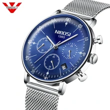 Reloj Hombre 2019 NIBOSI Top Brand Luxury Men Watches Waterproof Ultra Thin Date Wrist Watch Men Mesh Strap Casual Quartz Clock luxury brand redear men s ebony wood watch men watch clock men fashion auto date wrist watches week display saat reloj hombre