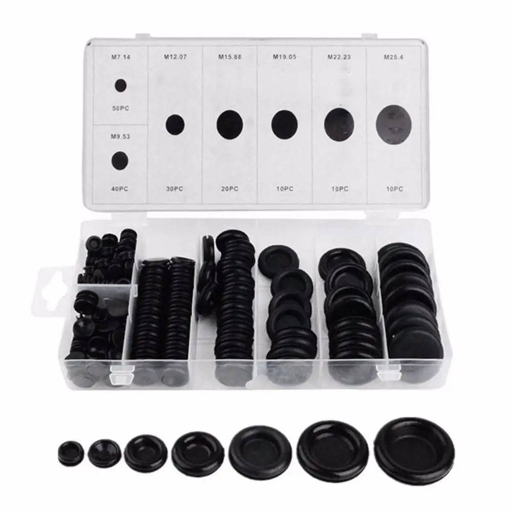 

170PCS/Box Rubber Grommet Firewall Hole Plug Set Car Electrical Wire Gasket Kit Hardware Tools For Valve Pump Water Pipe