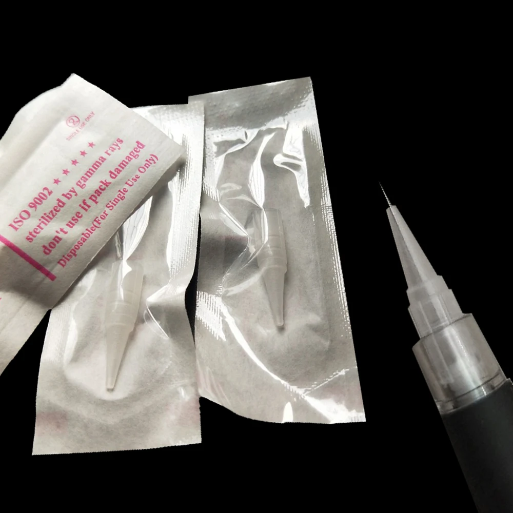 

50pcs 1RL Permanent makeup Eyebrow/Lip Tattoo Needle Tips Individual Package GOOCHIE Tattoo Needle Caps