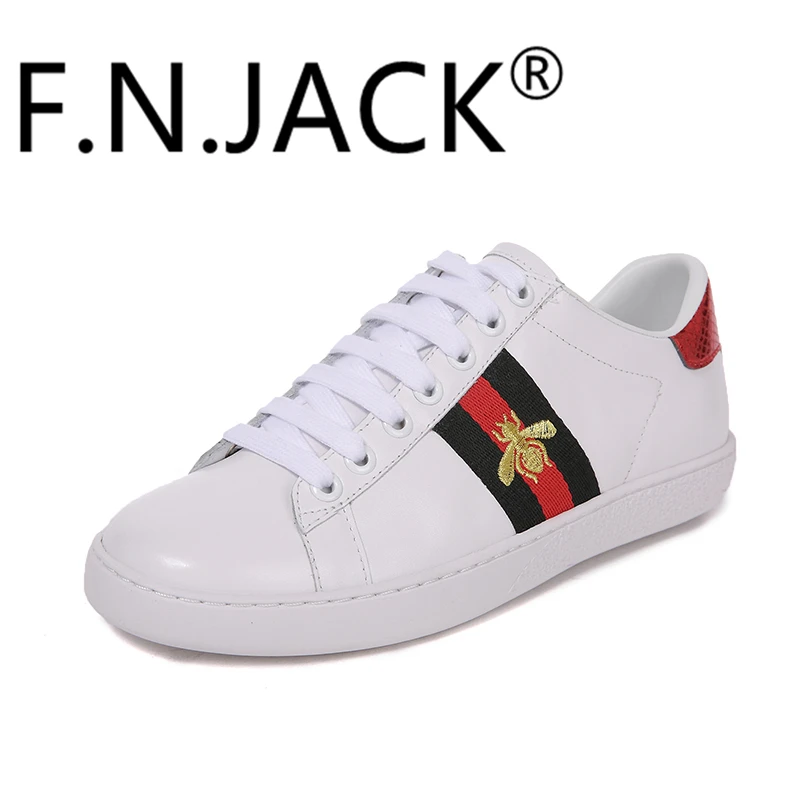 

F.N.JACK Women Shoes Fashion Italian Logo 2019 Spring Summer Casual Trainer Flats Genuine Leather Sneakers