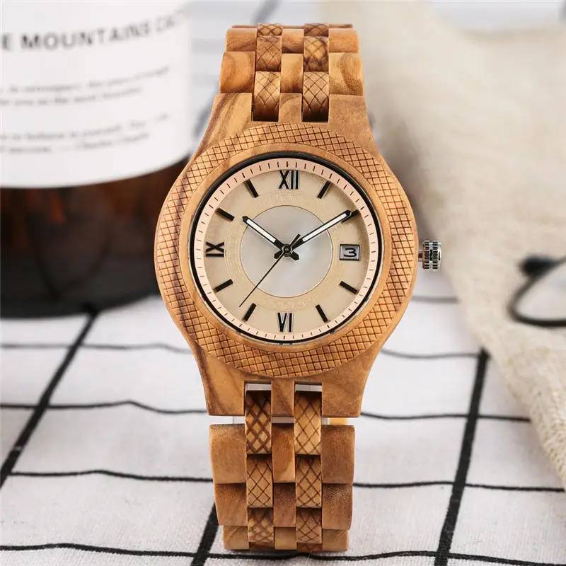 

2019 Quartz Watch Unique Calendar Zebra Ebony Zebra Wooden Watch Luminous Hands Couple Watches for Lovers montre couple
