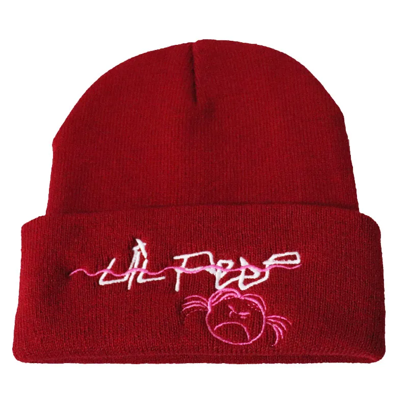 Г. Lil Peep мужские и женские шапочки Модная вязаная зимняя шапка однотонная хип-хоп шапка Skullies капот для мальчиков и девочек Повседневная шапка Прямая поставка - Цвет: Бургундия