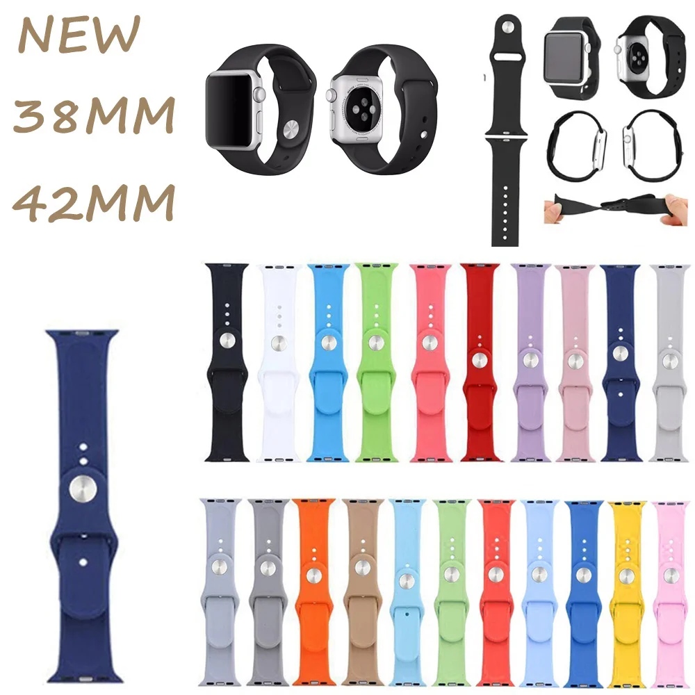 

Sport Watch Strap for Apple Watch 38mm 42mm Soft Silicone Replacement Bracelet Watchband for Apple Watch iWatch Series 1 2 3